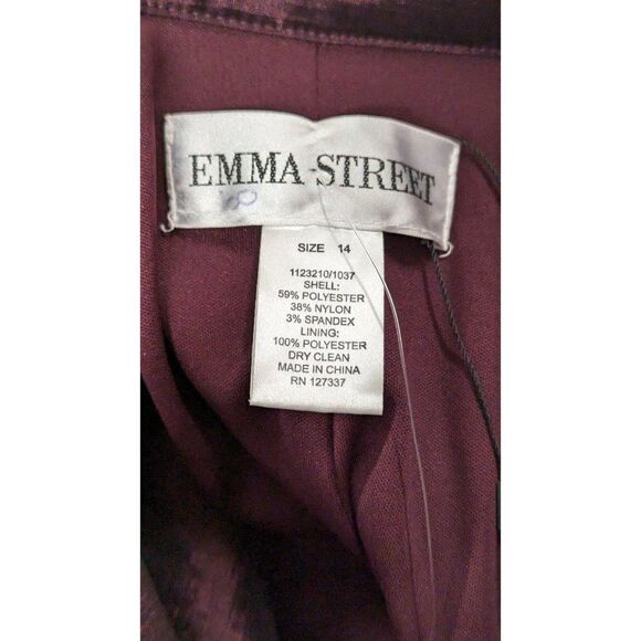 Emma Street Womens Size 14 Wine Purple Collared Tie Front Tafetta Dress 1123210 - Picture 10 of 10